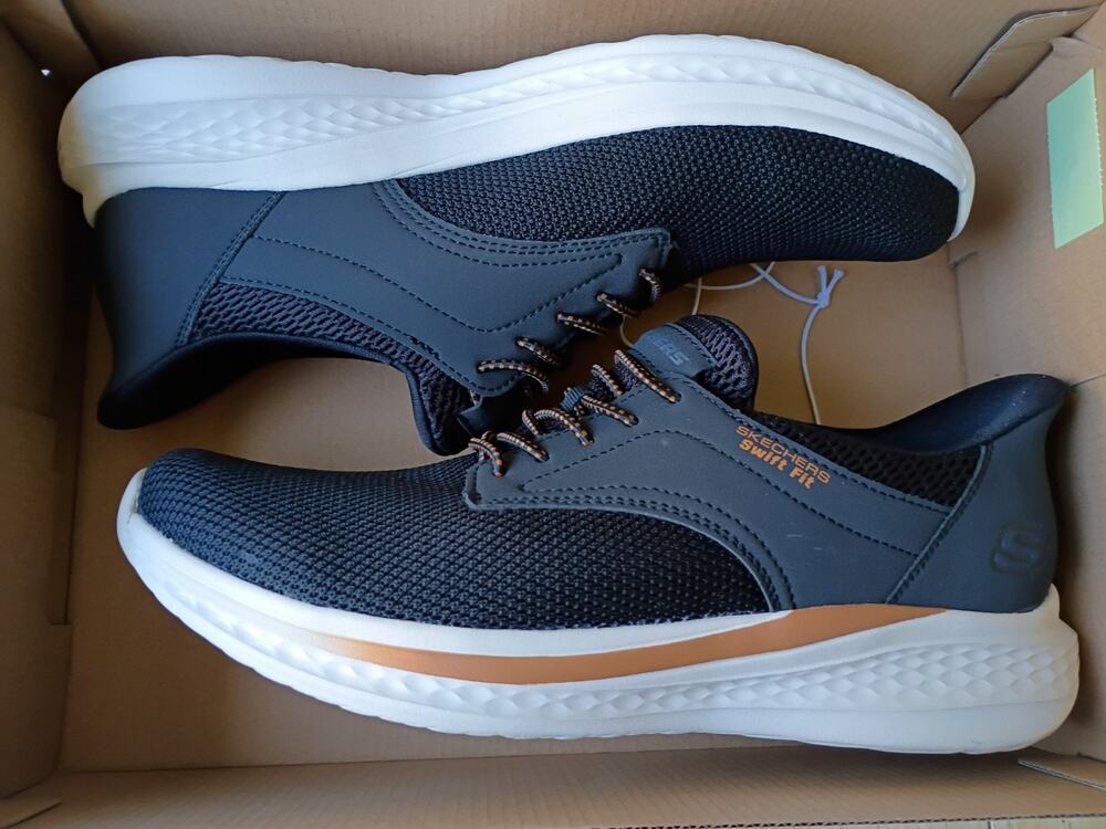 Sketchers Go Walk 6 Navy Blue Orange Mens Size 9.5 US Slip On Shoes 216202